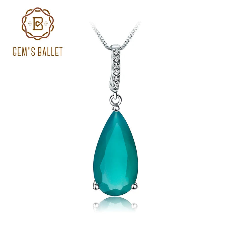 Gem's Ballet 7.89Ct Natural Green Agate Gemstone Pendant  925 sterling Silver Necklaces&Pendants For Women Fine Jewelry