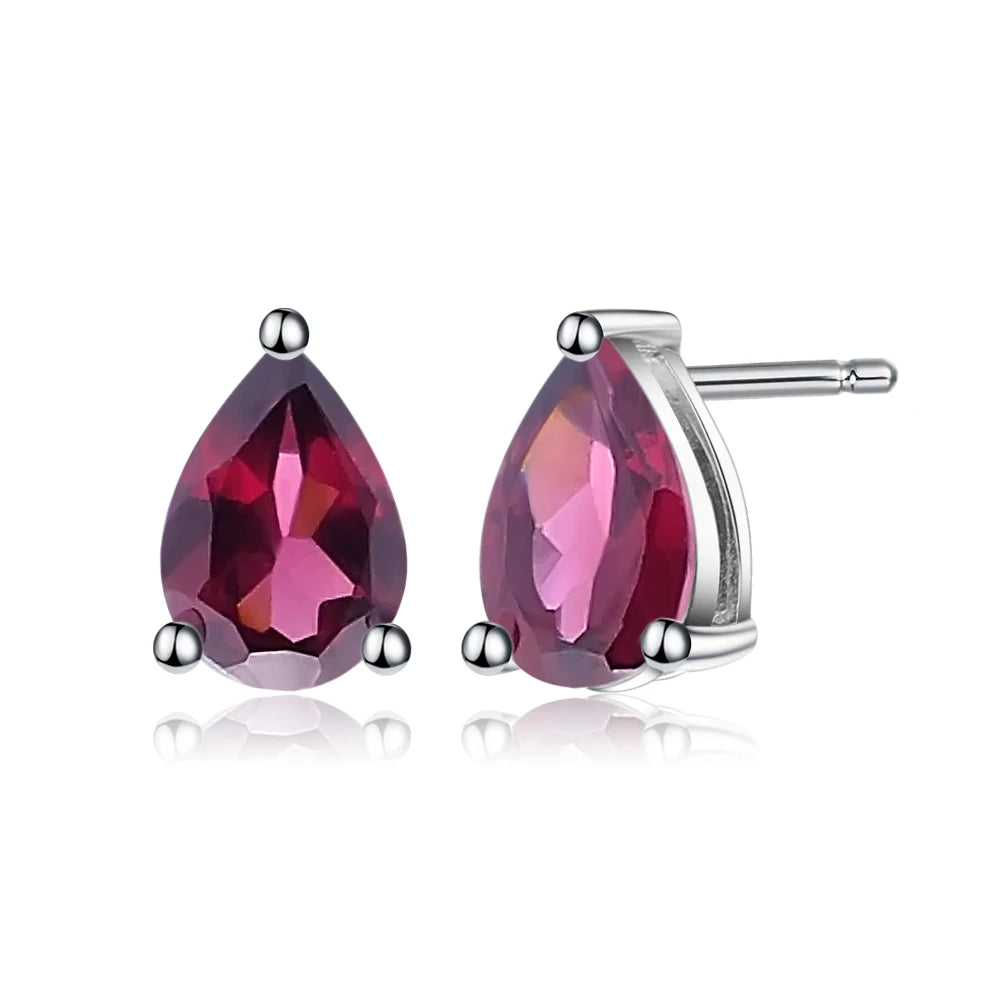 Gem's Ballet 6*8mm 2.74Ct Natural Red Garnet Gemstone Stud Earrings Genuine 925 Sterling Silver Fashion Jewelry for Women