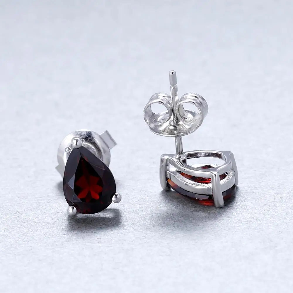 Gem's Ballet 6*8mm 2.74Ct Natural Red Garnet Gemstone Stud Earrings Genuine 925 Sterling Silver Fashion Jewelry for Women