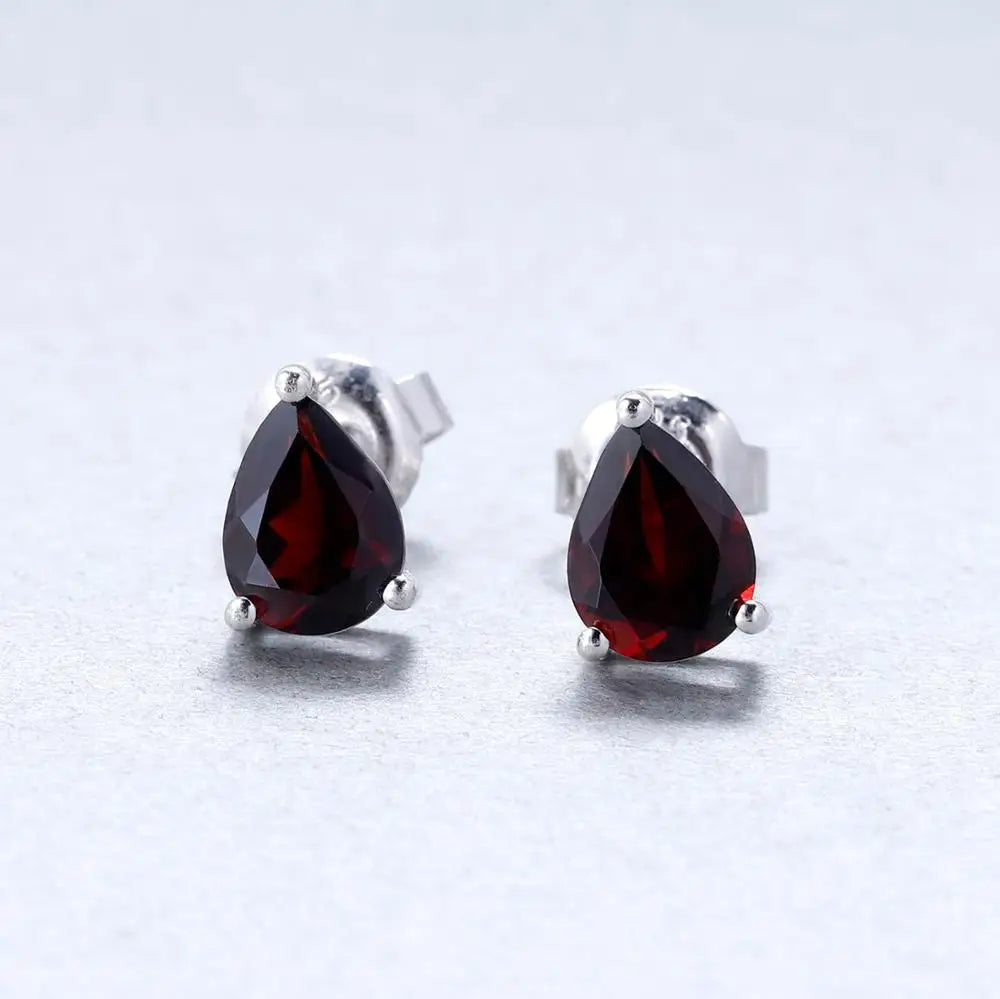 Gem's Ballet 6*8mm 2.74Ct Natural Red Garnet Gemstone Stud Earrings Genuine 925 Sterling Silver Fashion Jewelry for Women