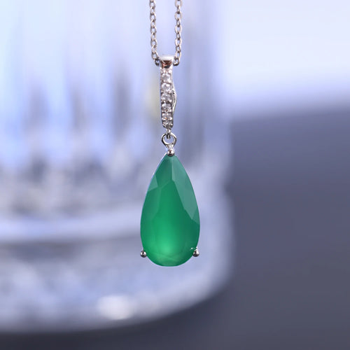 Gem's Ballet 7.89Ct Natural Green Agate Gemstone Pendant  925 sterling Silver Necklaces&Pendants For Women Fine Jewelry