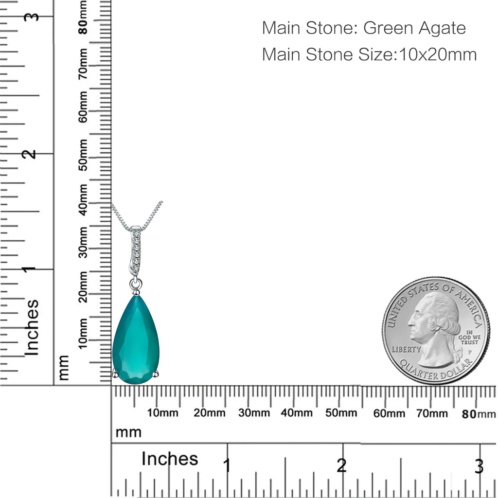 Gem's Ballet 7.89Ct Natural Green Agate Gemstone Pendant  925 sterling Silver Necklaces&Pendants For Women Fine Jewelry